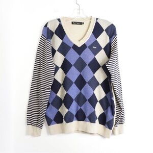 Arturo Calle Golf men’s sweater argyle diamond pima cotton preppy academia prof